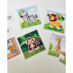 Jagu Konuşan Oyuncak Smart Puzzle 4x4 Safari Hayvanları   [ 16 Parça ]