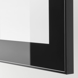 GLASSVIK kapak/çekmece ön paneli, siyah saydam cam