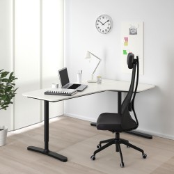 BEKANT sağ köşe çalışma masası, beyaz-siyah
