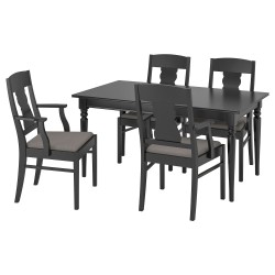 INGATORP yemek masası takımı, siyah