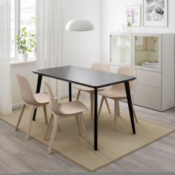 LISABO/ODGER mutfak masası takımı, siyah-bej