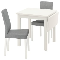 NORDVIKEN/KATTIL mutfak masası takımı, beyaz-knisa açık gri