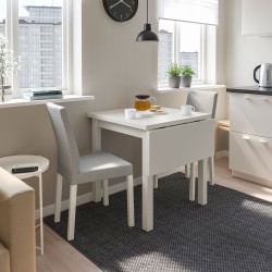 NORDVIKEN/KATTIL mutfak masası takımı, beyaz-knisa açık gri