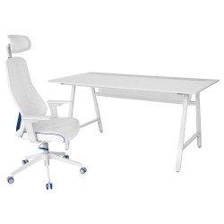 UTESPELARE/MATCHSPEL oyuncu masası ve sandalyesi, açık gri-beyaz