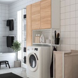 ENHET çamaşır odası ve banyo için raf kombinasyonu, beyaz-meşe görünümlü