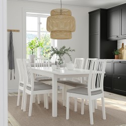 LANEBERG/EKEDALEN yemek masası takımı, beyaz-gri