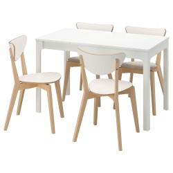 EKEDALEN/NORDMYRA yemek masası takımı, beyaz-huş