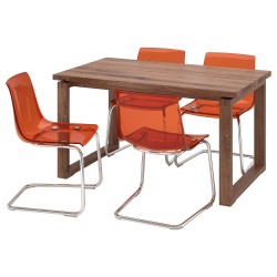 MÖRBYLANGA/TOBIAS yemek masası takımı, kahverengi-turuncu