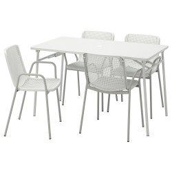 TORPARÖ katlanabilir masa ve sandalye seti, beyaz-gri