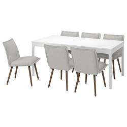 EKEDALEN/KLINTEN yemek masası takımı, beyaz-Kilanda açık bej