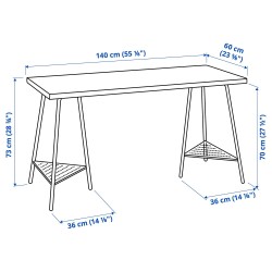 MITTCIRKEL/TILLSLAG çalışma masası, canlı çam efekti-beyaz