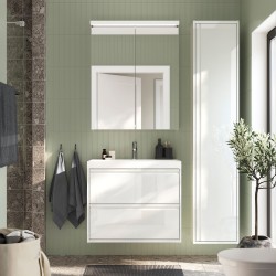 ANGSJÖN/BACKSJÖN lavabo dolabı kombinasyonu, parlak cila beyaz