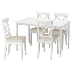 DANDERYD/INGOLF mutfak masası takımı, beyaz-Hallarp bej
