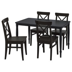 DANDERYD/INGOLF mutfak masası takımı, siyah-venge
