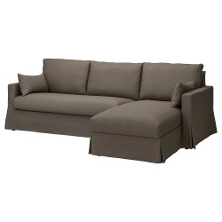 HYLTARP 2'li kanepe ve uzanma koltuğu kılıfı, Gransel gri-kahverengi