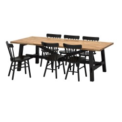 SKOGSTA/NORRARYD yemek masası takımı, akasya-siyah