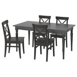 INGATORP/INGOLF yemek masası takımı, siyah