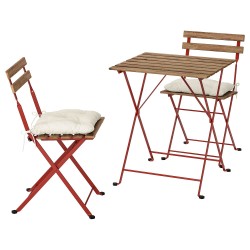 TARNÖ katlanabilir masa ve sandalye seti, kırmızı-kahverengi