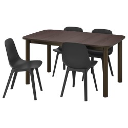 STRANDTORP/ODGER yemek masası takımı, kahverengi-antrasit