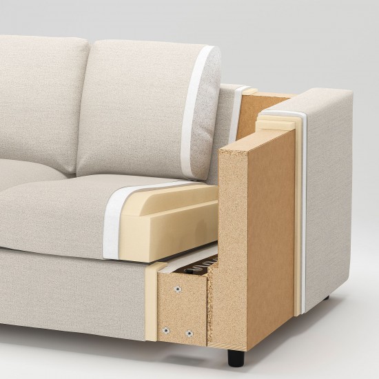 VIMLE 3'lü kanepe ve uzanma koltuğu, gunnared orta gri