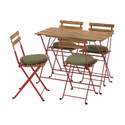 TARNÖ katlanabilir masa ve sandalye seti, kırmızı-kahverengi