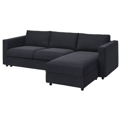 VIMLE 2'li yataklı kanepe ve uzanma koltuğu, saxemara mavi-siyah