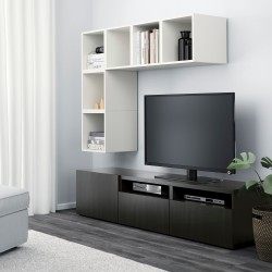 BESTA/EKET tv ünitesi, siyah-beyaz-kahverengi
