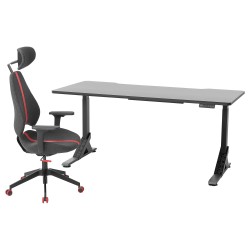UPPSPEL/GRUPPSPEL oyuncu masası ve sandalyesi, siyah-gri
