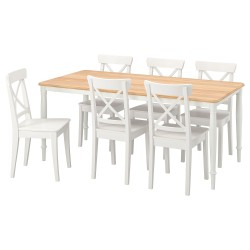 DANDERYD/INGOLF yemek masası takımı, beyaz-meşe kaplama
