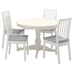INGATORP/EKEDALEN yemek masası takımı, beyaz-gri