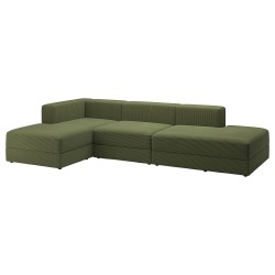 JATTEBO 3,5 kişilik kanepe ve uzanma koltuğu, samsala koyu sarı-yeşil
