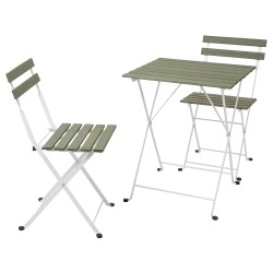 TARNÖ katlanabilir masa ve sandalye seti, beyaz-yeşil