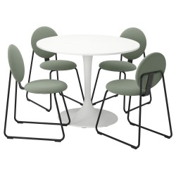 DOCKSTA/MANHULT mutfak masası takımı, beyaz-Hakebo gri/yeşil