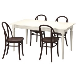 INGATORP/SKOGSBO yemek masası takımı, beyaz-koyu kahve