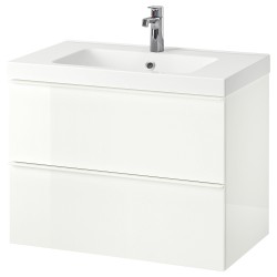 GODMORGON/ODENSVIK lavabo dolabı kombinasyonu, parlak beyaz