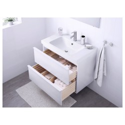 GODMORGON/ODENSVIK lavabo dolabı kombinasyonu, parlak beyaz