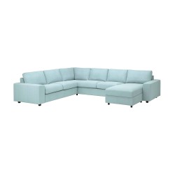 VIMLE 4'lü köşe kanepe ve uzanma koltuğu, saxemara açık mavi