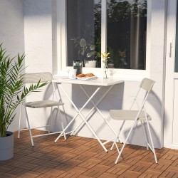 TORPARÖ katlanabilir masa ve sandalye seti, beyaz-bej