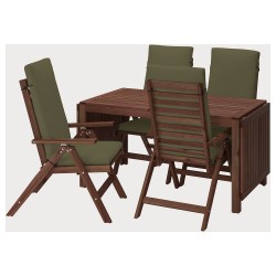 APPLARÖ kanatlı yemek masası ve ayarlanabilir sandalye seti, kahverengi