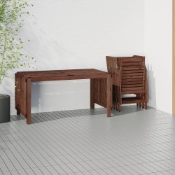 APPLARÖ kanatlı yemek masası ve ayarlanabilir sandalye seti, kahverengi