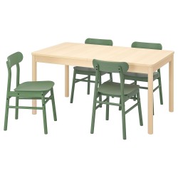 RÖNNINGE yemek masası takımı, huş-yeşil