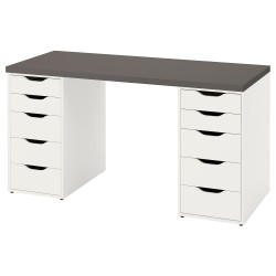 LAGKAPTEN/ALEX çalışma masası, koyu gri-beyaz
