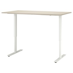 TROTTEN yüksekliği ayarlanabilen çalışma masası, bej-beyaz