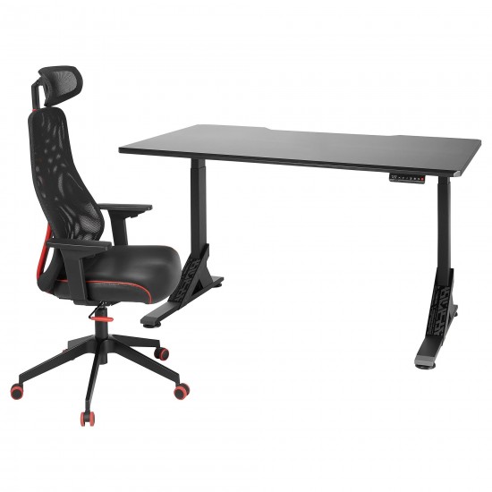 UPPSPEL/MATCHSPEL oyuncu masası ve sandalyesi, siyah