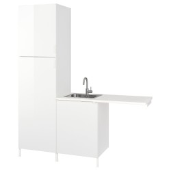 ENHET çamaşır odası ve banyo için dolap kombinasyonu, beyaz-parlak cila beyaz