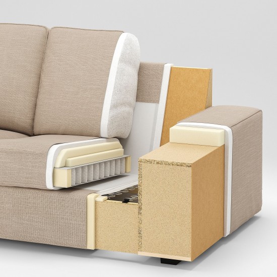KIVIK 4'lü köşe kanepe ve uzanma koltuğu, kelinge gri-turkuaz