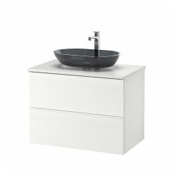 GODMORGON/TOLKEN/OXMYREN lavabo dolabı kombinasyonu, parlak cila beyaz