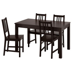 LANEBERG/STEFAN yemek masası takımı, kahverengi-venge