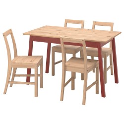 PINNTORP mutfak masası takımı, açık kahverengi-kırmızı
