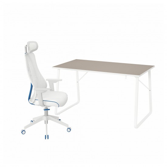 HUVUDSPELARE/MATCHSPEL oyuncu masası ve sandalyesi, bej-beyaz